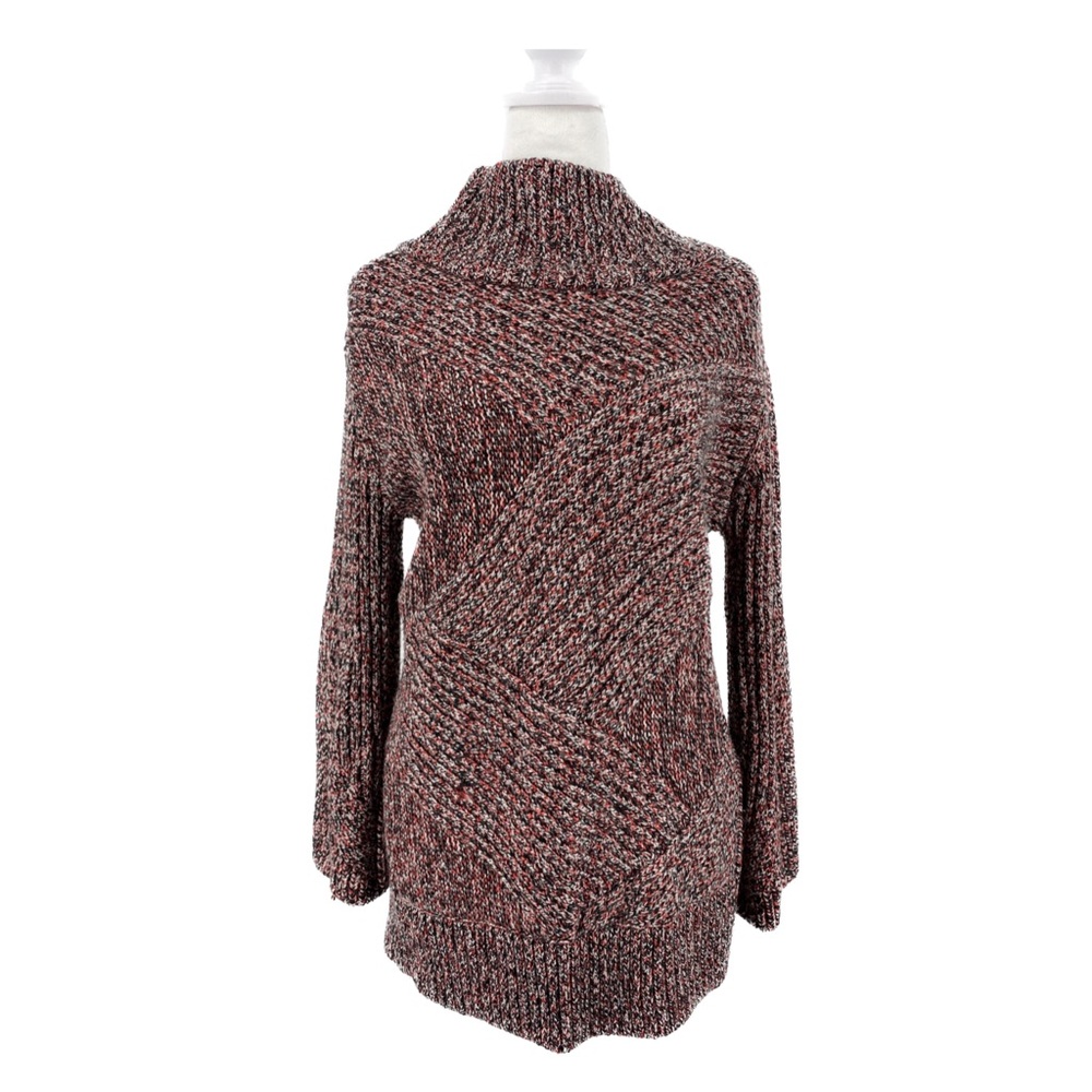 Rag & Bone Red Black White Mock Neck Oversized Sweater Winter Office Designer